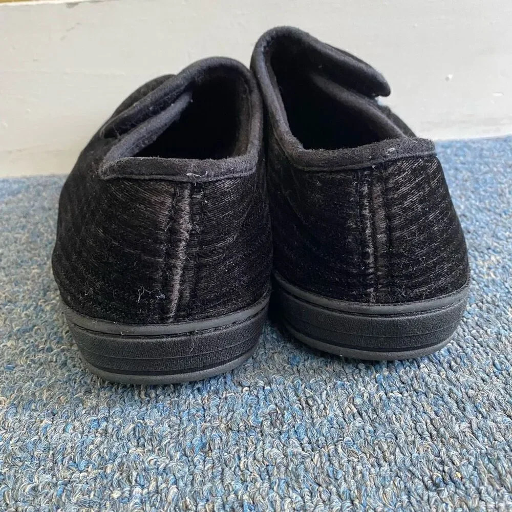 Mens sz 11 slip on slippers w/adjustable top strap black